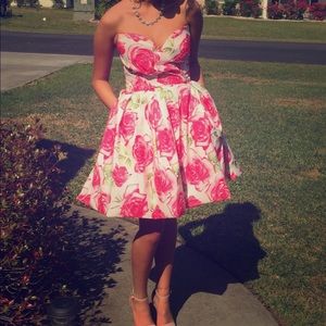 Sherri Hill short, floral, Strapless dress